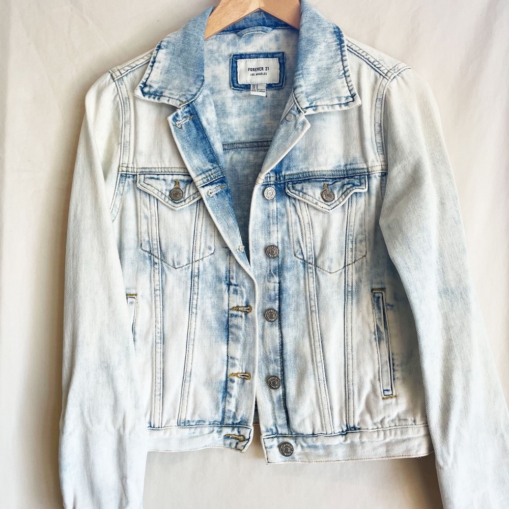 Faded White Acid Washed Denim Jacket